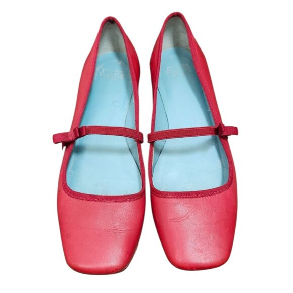 Frances Valentine Jude Mary Jane Flat Red Leather Womens Size 7.5 B - Picture 3 of 14